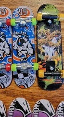Lot Of 14 Finger Skateboards Boards, Wheels And Axles Blue, Red, Green & Yellow