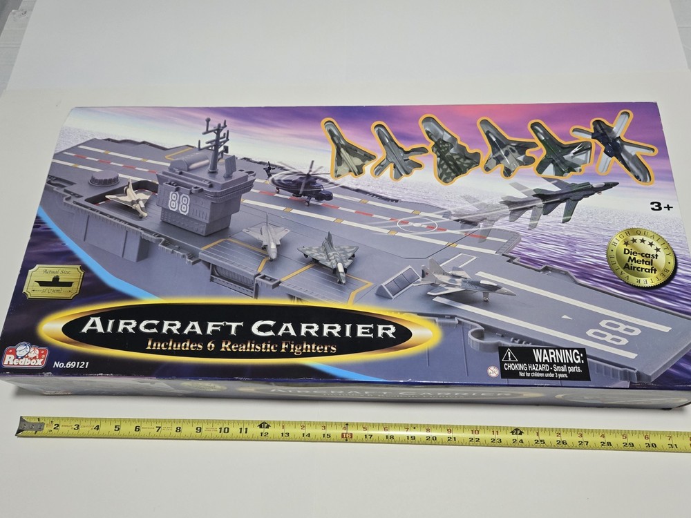 Vtg RedBox Toys Aircraft Carrier Ship 6 Diecast Fighters No.69121 NEW SEALED