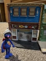 Sesame Street Custom Super 7 Scale Style Diorama. The Laundromat