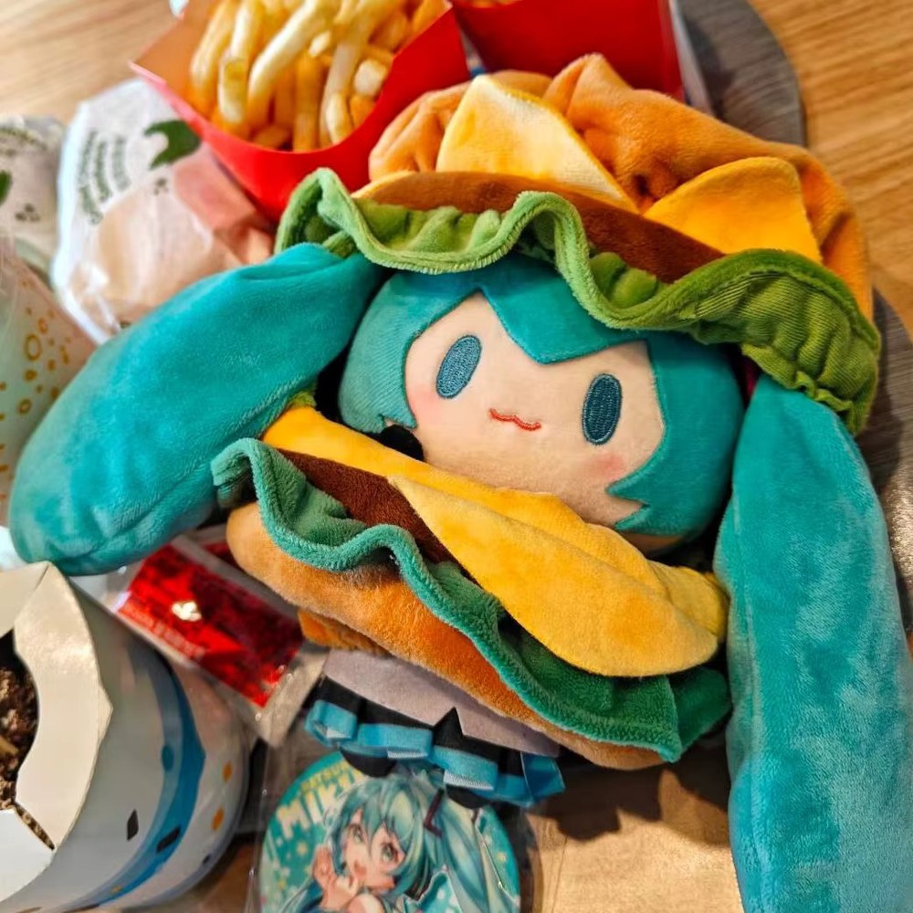 Hatsune Miku Hamburger Stuffed Miku Kawaii Plush Doll 15CM Anime Toy Gift Decor