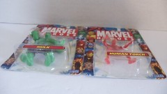 2 TOY BIZ 2.5″ MARVEL HEROES MINIATURE POSEABLE ACTION FIGURES HULK/HUMAN TORCH