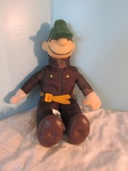 Beetle Bailey 6″ Sitting Brown Camo Soldier Plush plastic head