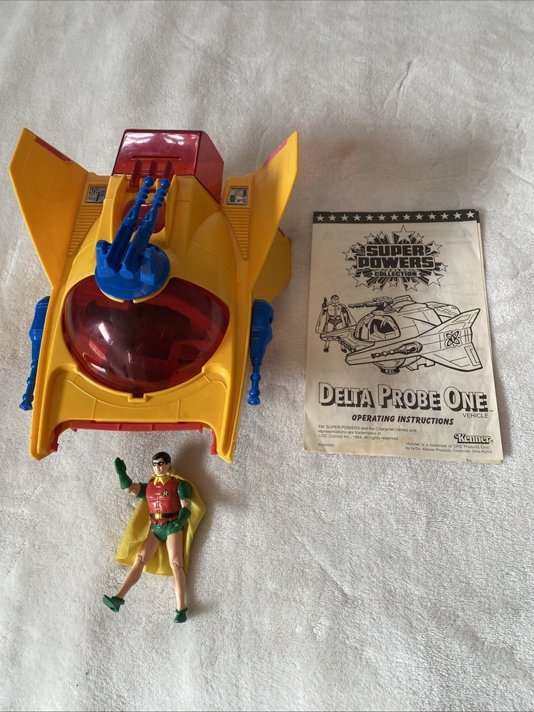Vintage Kenner Super Powers DELTA PROBE ONE Vehicle DC Comics 1985 Robin Manual