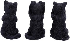 Nemesis Now U4802P9 Three Wise Felines 8.5cm, Black
