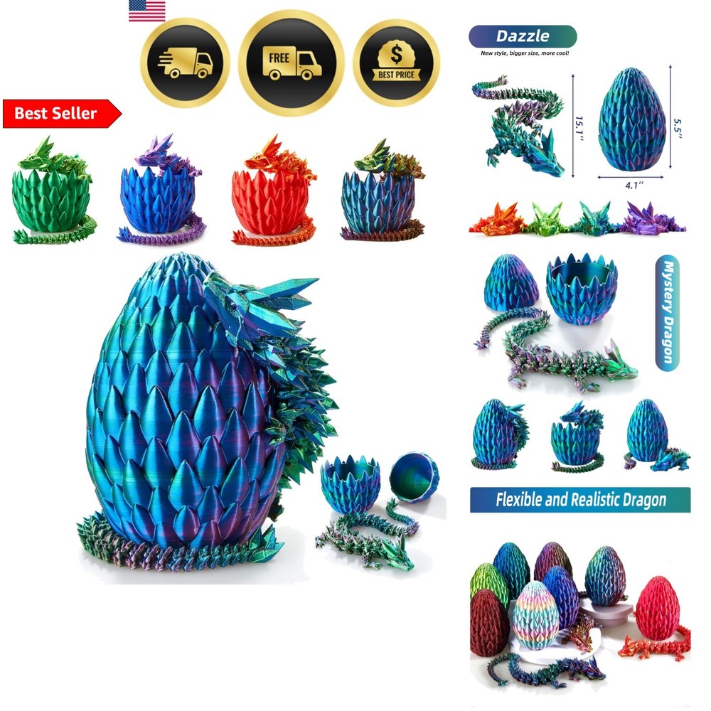 Dragon Egg Crystal 3D Printed Fidget Toy Decor Articulated Gift
