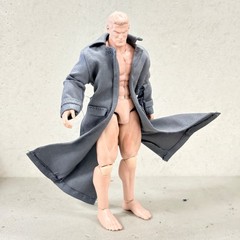 PB-LTC-DGR: 1/12 Dark Grey Wired Trench Coat for 6″ muscular action figure