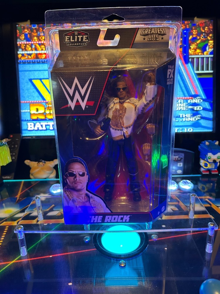 WWE Mattel Elite Greatest Hits The Rock Wrestling Figure NIB -Box has small tear