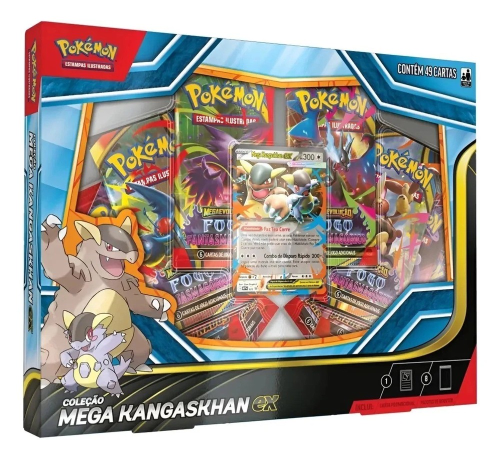 Pokemon Mega Kangaskhan EX Collection Set Box 49 Cards Brazilian Game