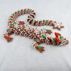 3D Printed Articulated Gingerbread Dragon – Holiday Decor – Multicolor!