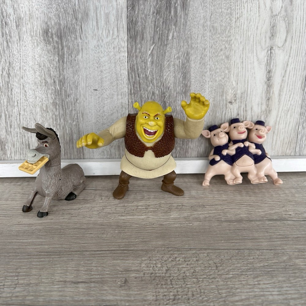 Shrek Toy Fastfood Lot Of 3 Kids Meal Shrek Donkey Three Little Pigs Not Working