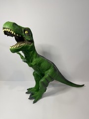 2011 Tyrannosaurus Dinosaur 20″ Figure Soft Plastic Rubber Toys R US Green EUC