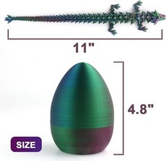 PLA Crystal Dragon Egg With 3D Printed Dragon Inside Articulated Crystal Gift US
