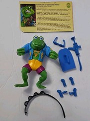 Vintage TMNT Genghis Frog 1989 100% COMPLETE & BIOCARD MINT COND. GREAT JOINTS