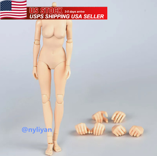 1/6 Female Pale Skin Mid Breast Chest Super Flexible Body For 12″Figure Doll