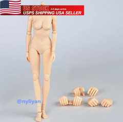 1/6 Female Pale Skin Mid Breast Chest Super Flexible Body For 12″Figure Doll