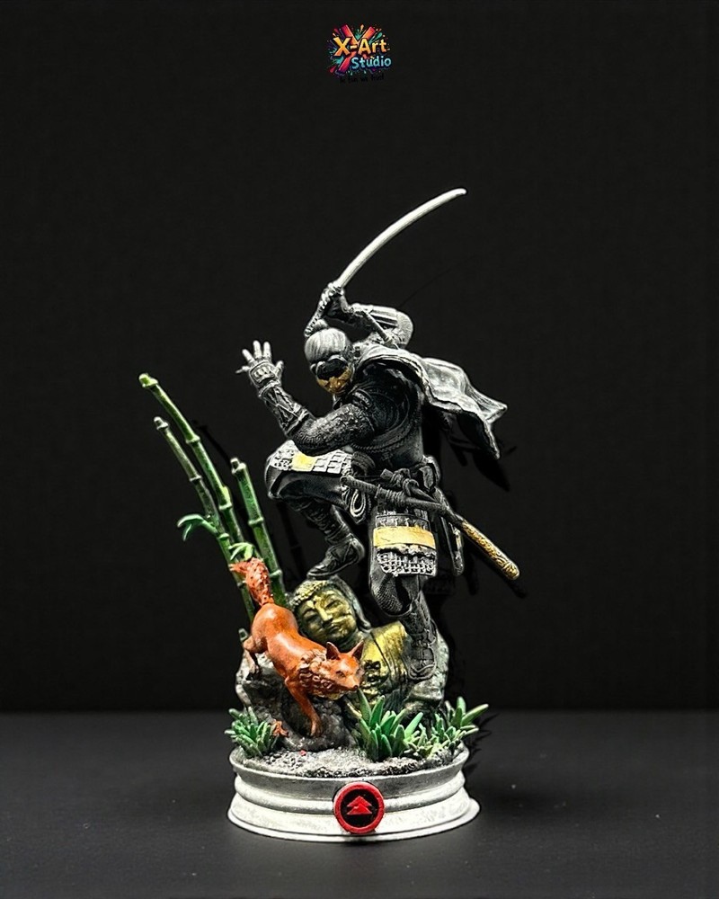 Hand-Painted Jin Sakai Ghost Style Samurai Warrior Statue – Ronin Figurine 12cm