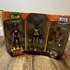 Mattel Batman Classic TV Series Batman Robin Batgirl Figure Set w/ Cards