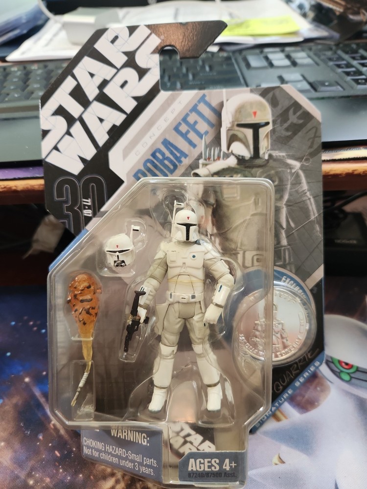 Star Wars 30th Anniversary McQuarrie Concept Boba Fett Action Figure with Coin