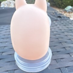 Pink Pig Figurine Big Eyes w/ Clear Suction Cup Base 6 in, Blue Black White