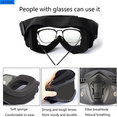 MICH Tactical Helmets with Detachable Face Mask Goggles One Size, Black lens