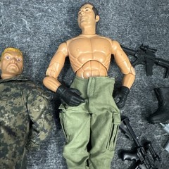 Lot of 6 Vtg 12” Army Military GI Joe Dolls Figures Soldiers With Clothes Guns