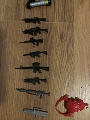 Toy Figure Weapons, Assault Riles, Pistol, Machine Guns.