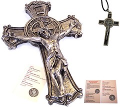 Colored one tone Wall St. Benedict Cross / Crucifix set ( 10 Inch and 3 Inches )