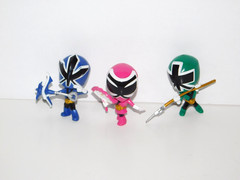 Lot 3 Power Rangers SUPER SAMURAI SMASH Mini Battle Figures Blue Green Pink