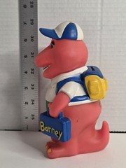 Vtg Lyons Group 7″ Barney Purple Dinosaur Coin Piggy Bank Back to School