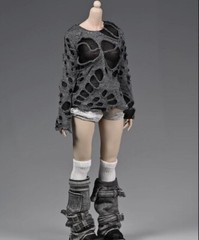 1/6 Ripped top lace Sweatshirt for 12″ female body phicen Hot toys worldbox❶USA❶