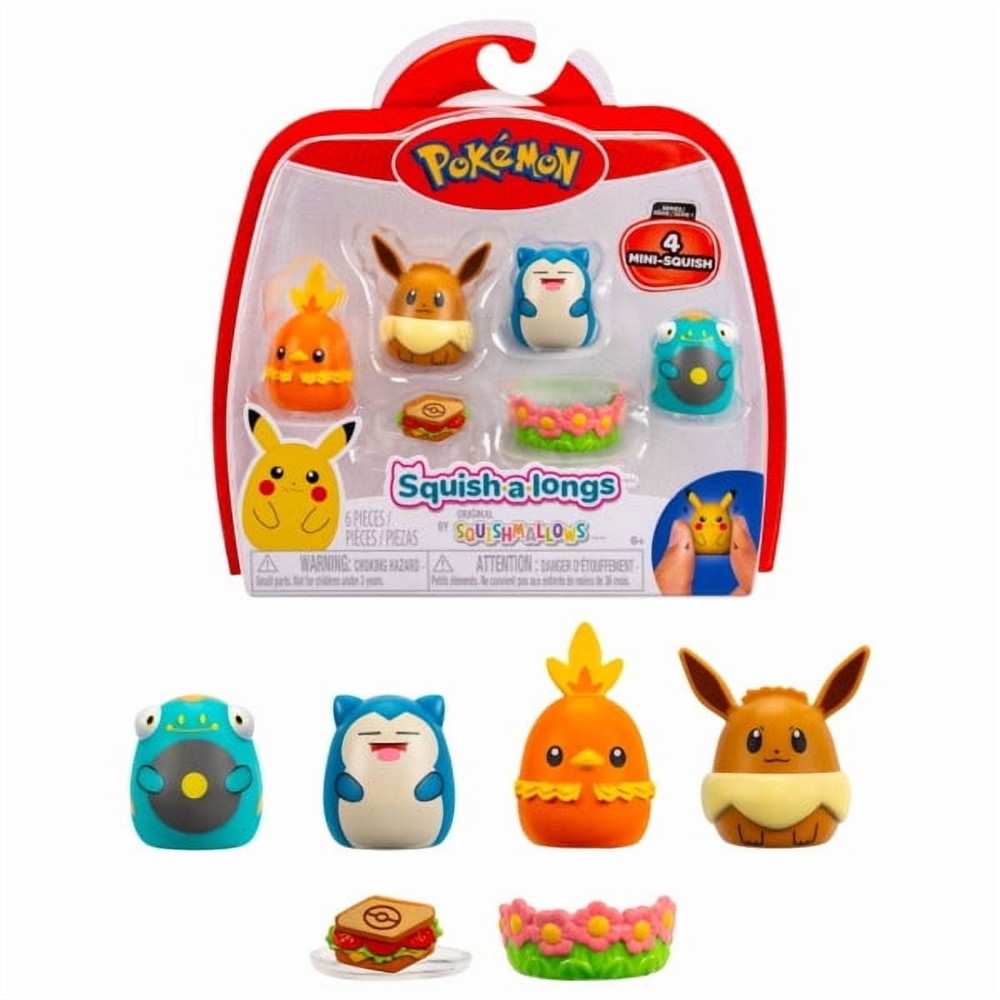 Pokemon Squishalongs 4-Pack Bellibolt, Eevee, Snorlax, Torchic New in Package