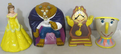 BEAUTY AND THE BEAST VINYL HAND PUPPETS 1992 PIZZA HUT SET OF 4 PCS EUC