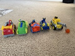 PAW Patrol Mighty Pups Lot 5 Vehicles Chase Marshall Rocky Rubble Light Up