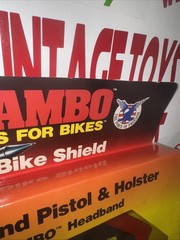 1986 Rambo Toys For Bikes 3-D Bike Shield Includes Pistol Headband Stallone 🔥