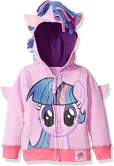 Girls Hoodie Fleece Twilight Sparkle My Little Pony Cartoon Zip Front