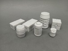 7 SCI FI CARGO CONTAINER GREEBLE LOT 1:18 3.75″ FIGURE DIORAMA STAR WARS GI JOE
