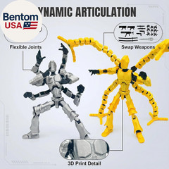 T13 3D Action Figure Set (Assembly Completed) 2 Pcs, 3D Printed Multi-Jointed, T