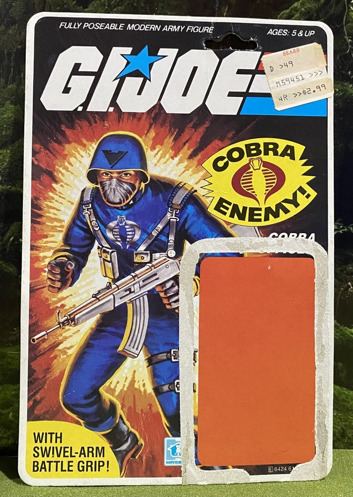 Vintage 1982 G.I. Joe COBRA OFFICER v1 Full UNCUT Peach File Card Back GI ARAH