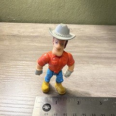 Cowboy Action Figure Toy, 3 in, Plastic, Red Blue Yellow Gray Beige Colors