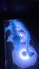 24” Articulated Crystal Dragon 3D Printed – Sky Blue Translucent PLA – Flexible