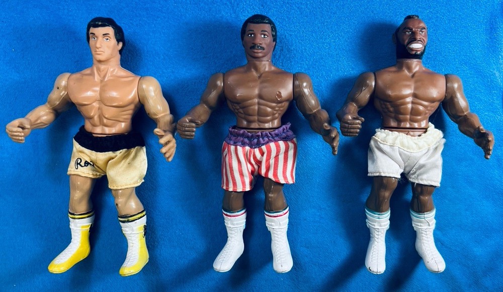 Vintage 80s PAC Toys ROCKY BALBOA APOLLO CREED CLUBBER LANG Action Figures 1983
