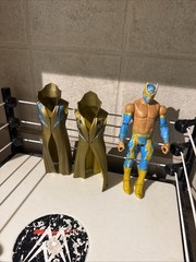 WWE Sin Cara Elite Entrance Coat X Two + Basic Figure Gold Blue Gold Black Cape