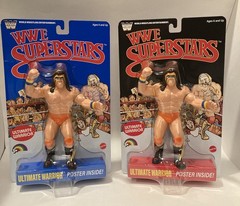 WWE LJN MATTEL SUPERSTARS ULTIMATE WARRIOR 8 IN ACTION FIGURE BLACK & BLUE CARDS