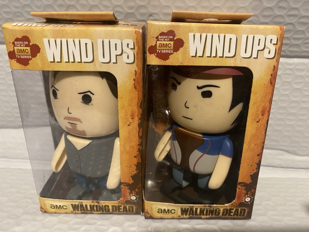 The Walking Dead Wind Ups Lot of 2 ,Daryl, Glenn, AMC New Bulls I Toys