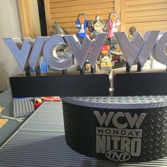 WWE Mattel Small WCW Announcer Table & Small Stage Logos Accessory Lot