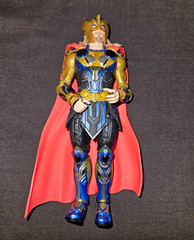 Blue Gold Red Armored Action Figure w/ Red Cape, Plastic, Year 2015