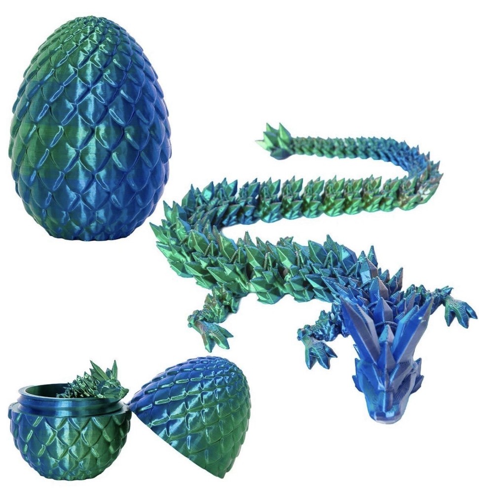 3D Printed Dragon Egg Crystal Full Articulated Laser Green Fidget Toys Kids Gift