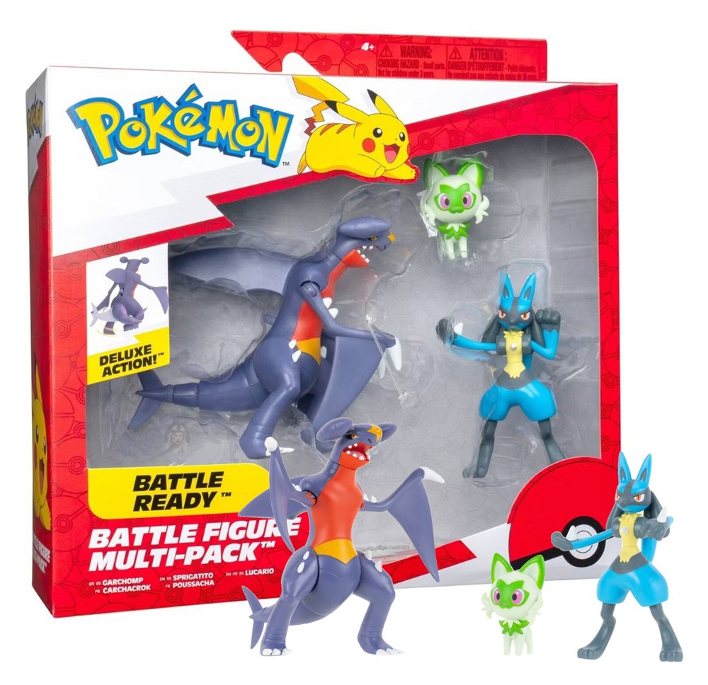 Pokemon Battle Ready! Sprigatito Lucario Garchomp Battle Figure Set New in Box