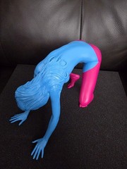 SIGNED Ron English LADY LIPS BLUE/PINK Vinyl Toy Figure Popaganda LE 45/50