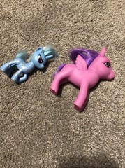 Lot Of 2 My Little Pony Blue And One Pink. Both Of Their Tails Have Cut Shorter